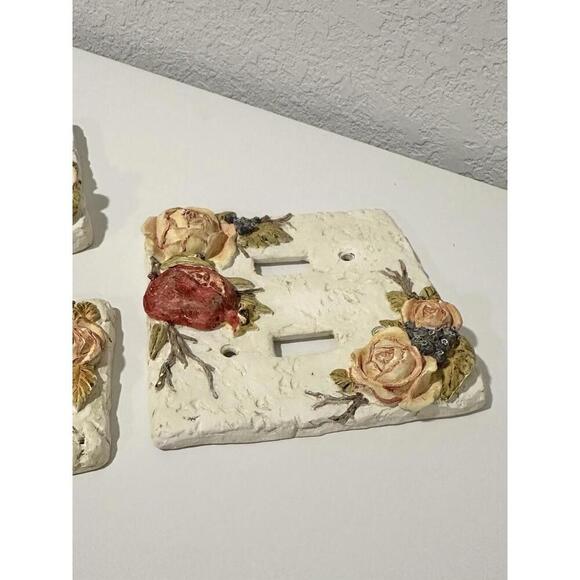 FIGI Vintage Hand Painted Light Switch Cover Set Pomegranate & Floral Design - Picture 6 of 9